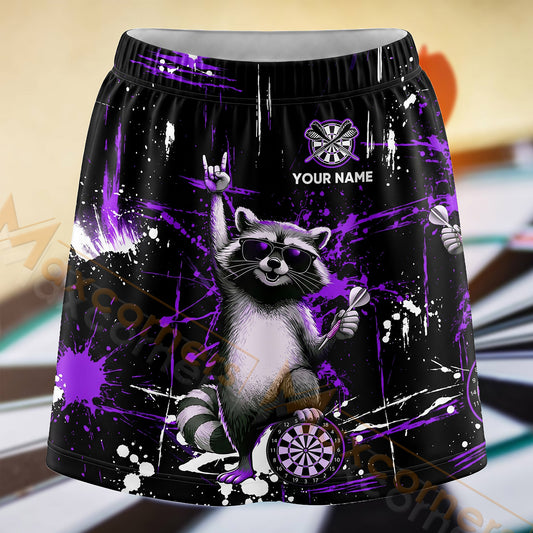 Maxcorners Darts Purple Raccoon Dartboard Personalized 3D Skort, Skirts With Shorts