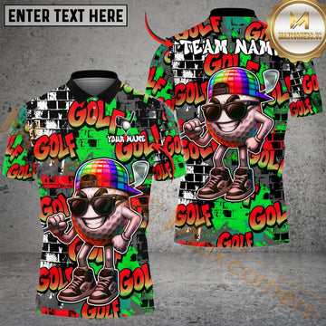 Maxcorners Graffiti Swag Golf Polo Shirt, Customized Name & Team Name 3D Shirts (4 Colors) LM1903