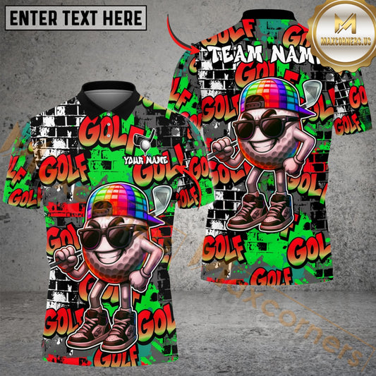 Maxcorners Graffiti Swag Golf Polo Shirt, Customized Name & Team Name 3D Shirts (4 Colors) LM1903