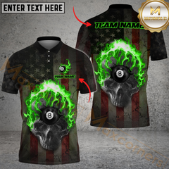Maxcorners Billiard 8-Ball Pool Hell Skull Fire Multicolor Personalized Name, Team Name 3D Shirt