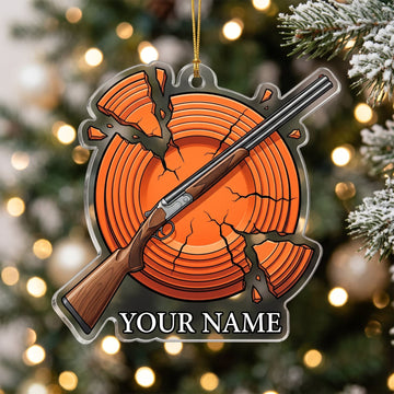 Maxcorners Clay Shooting Shotgun And Broken Clay Target Customized Name 3D Keychain And Ornament