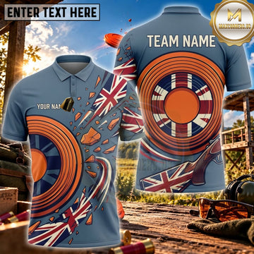 Maxcorners Clay Shooting Union Jack Circular Target Personalized Name 3D Unisex Shirt