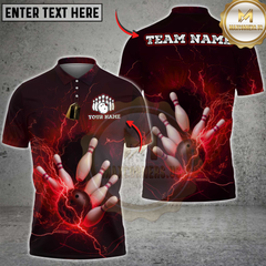 Maxcorners Bowling Lightning Multicolor Customized Name, Team Name 3D Shirts