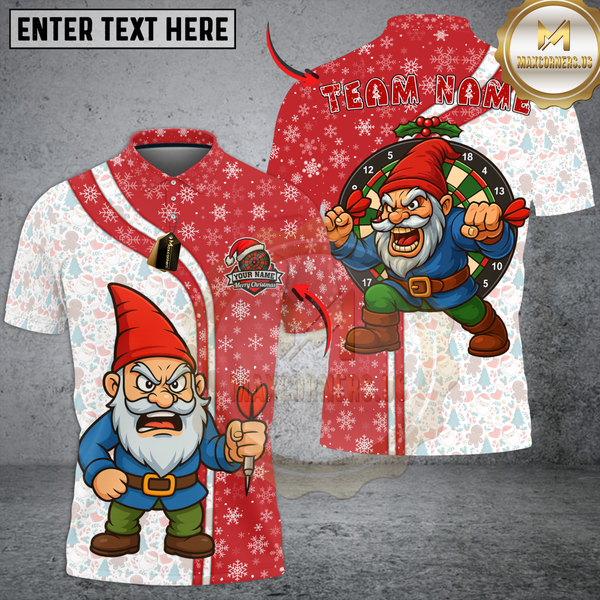 Maxcorners Darts Angry Gnome Christmas Personalized Name 3D Unisex Shirt