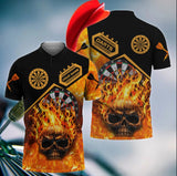 Maxcorners Dart Personalized Name Fire Skull 3D Shirt