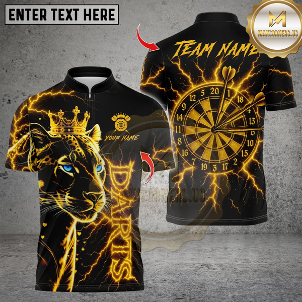Maxcorners Leopard King With Dartboard Multicolor Customized Name, Team Name 3D Shirts