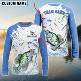 Maxcorners Crappie Fishing White Light Blue Personalized Name, Team Name 3D Long Sleeve Shirt