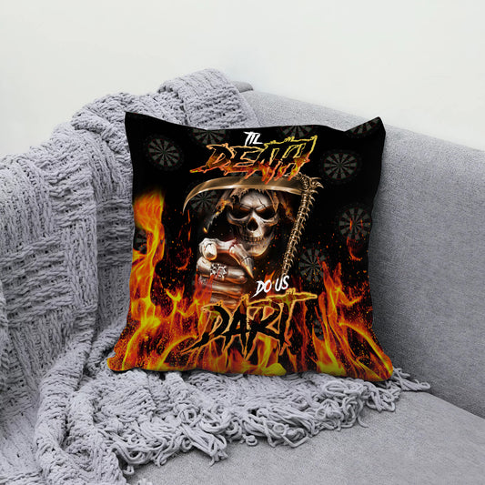 Maxcorners Darts Till Death Grim Reaper Flame Multicolor Customized Name 3D Pillow