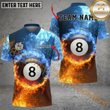 Maxcorners Fire And Ice Billiard Jersey Customized Name, Team Name 3D Polo Shirt