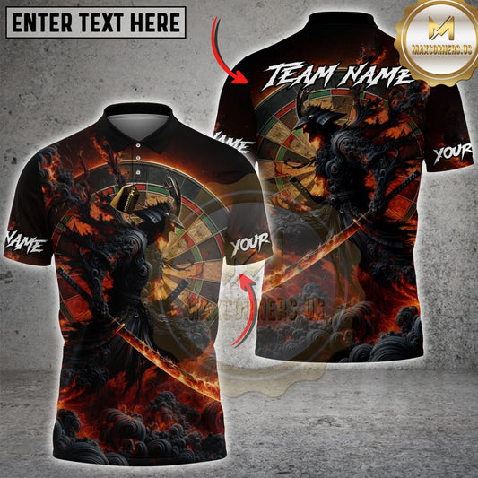 Maxcorners Darts Dark Flame Samurai Warrior Dartboard Multicolor Customized Name, Team Name 3D Shirt