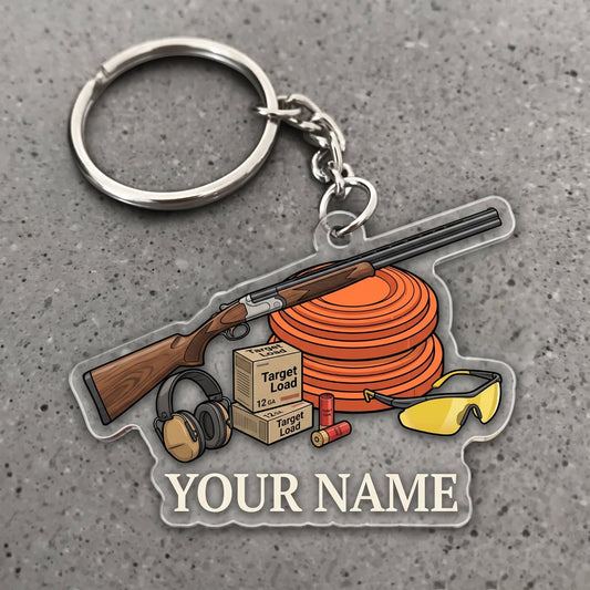 Maxcorners Clay Shooting Shotgun Shells And Stacked Clay Targets Customized Name 3D Keychain And Ornament