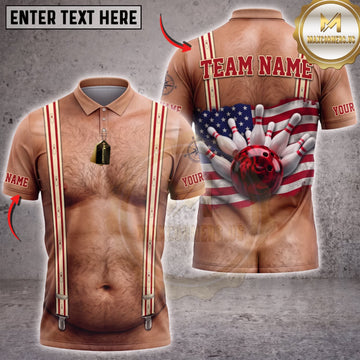 Maxcorners Bowling Funny Body Suspenders Bowling Ball Pins Personalized Name 3D Unisex Shirt