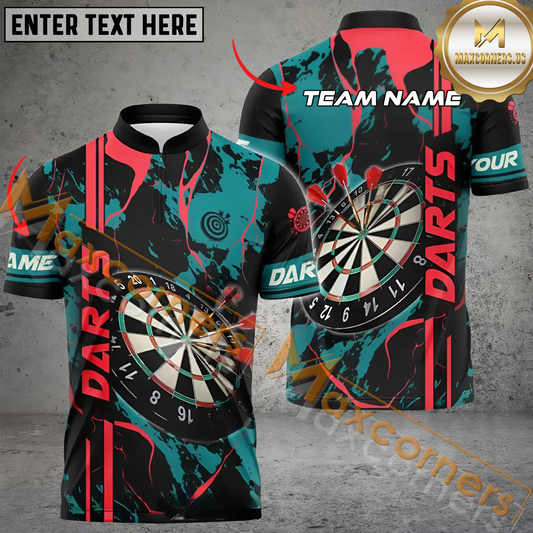 Maxcorners Darts Paint Colorful Dartborad Multicolor Options Personalized Name, Team Name 3D Polo Shirt