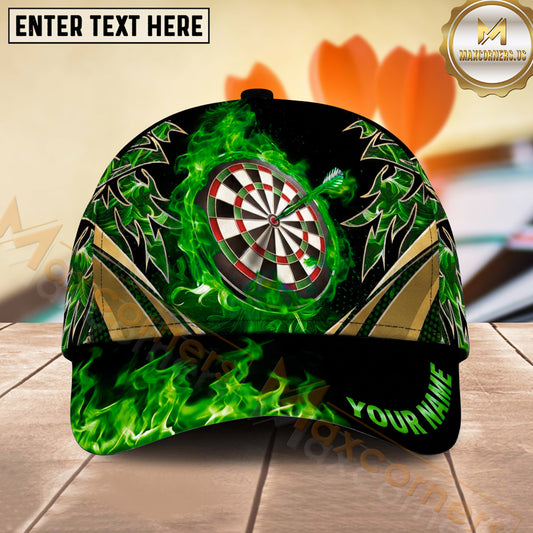 Maxcorners Darts Flaming Bullseye Ornamental Pattern Personalized Name 3D Classic Cap