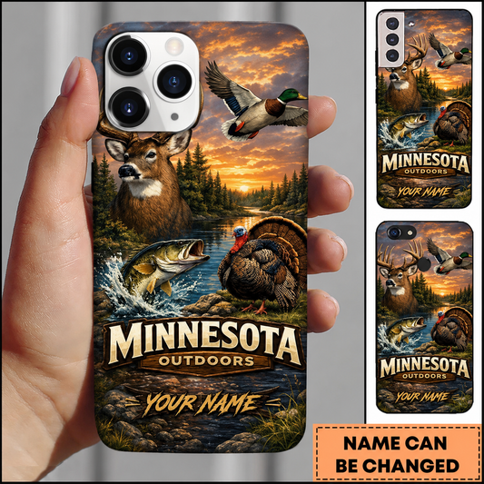 Maxcorners Minnesota Outdoors Sunset Wildlife Custom Name Fishing Phone Case