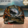 Maxcorners Fishing Woodland Camo Orange Stripe Personalized 3D Cap (12 Fish Species)