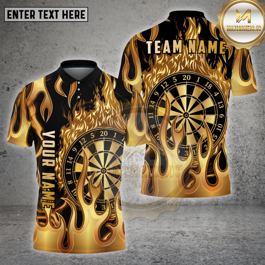 Maxcorners Darts Golden Flame Dartboard Multicolor Options Personalized Name, Team Name 3D Shirt (4 Colors)