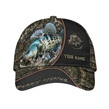 Maxcorners Custom Name Crappie Fishing Baseball Cap, Custom Crappie 3D Hats Caps For Fisherman LM0402