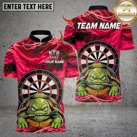 Maxcorners Darts Cool Turtle Multicolor Customized Name, Team Name 3D Shirt (4 Colors)