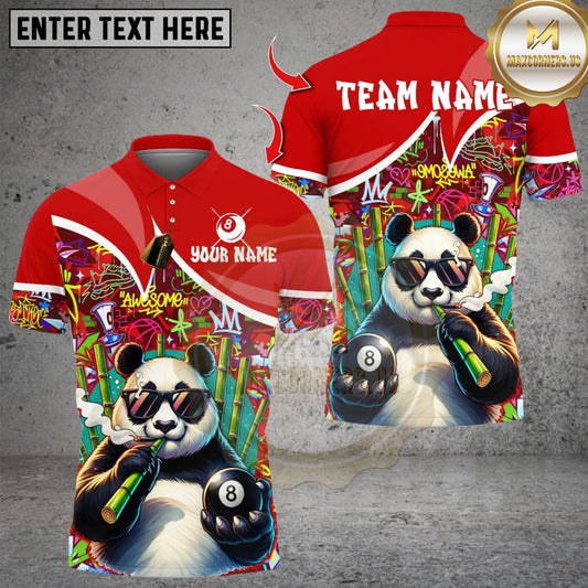 Maxcorners Billiards Cute Panda 8 Ball Multicolor Customized Name, Team Name 3D Shirt