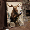 Maxcorners Moose Canvas Bathroom Smartphone Reading Humor Canvas Wall Art
