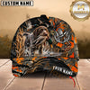 Maxcorners Dog Hunting And Duck Orange Gray Camo Skull Marsh Hunting Scene Multiple Options Personalized Name 3D Cap