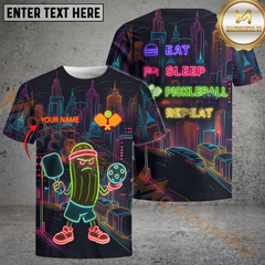 Maxcorners Pickleball Shirt Neon Eat, Sleep, Pickleball, Repeat Personalized Name, Team Name Unisex Shirt