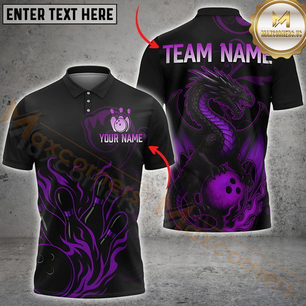 Maxcorners Bowling Dragon Multicolor Customized Name, Team Name 3D Shirts