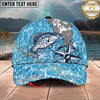 Maxcorners Fishing Coastal Compass Artwork Personalized Name 3D Cap (12 Fish Species)