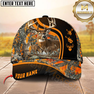 Maxcorners Hunting Deer Black Camo Multiple Options Personalized Name 3D Cap