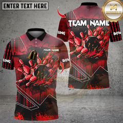 Maxcorners Flame Fire Bowling Multicolor Customized Name, Team Name 3D Shirts
