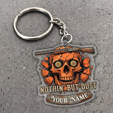 Maxcorners Clay Shooting Nothin But Dust Skull And Clay Targets Customized Name 3D Keychain And Ornament