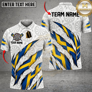 Maxcorners Darts Sweden Flag Sharp Eagle Claw Personalized Name 3D Unisex Shirt