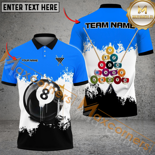 Maxcorners Otis's Art Billiard Jersey Multicolor Options Personalized Name, Team Name 3D Polo Shirt (4 Colors)
