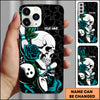 Maxcorners Bowling Skull Rose Gothic Strike Multicolor Personalized Name 3D Phone Case