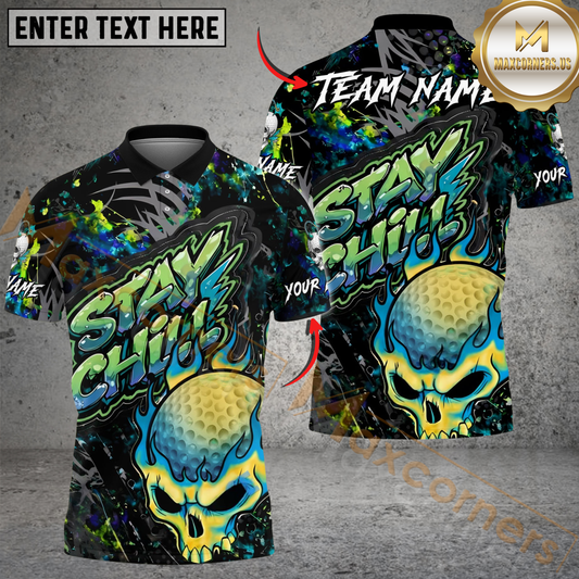 Maxcorners Urban Skull Golf Polo Shirt, Customized Name & Team Name 3D Shirts (4 Colors)