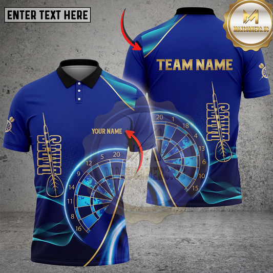 Maxcorners Darts Polo Shirt Neon Dartboard Modern Sports Multicolor Options Personalized Name, Team Name 3D Shirt (4 Colors)