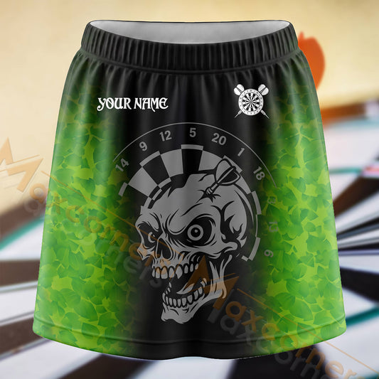 Maxcorners Darts Toxic Green Skull Dartboard Personalized 3D Skort, Skirts With Shorts