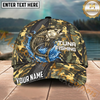 Maxcorners Fishing Camo Skeleton Water Splash Personalized Name 3D Cap (12 Fish Species)