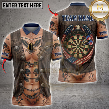 Maxcorners Darts Tattoo Biker Body Dartboard Personalized Name 3D Unisex Shirt