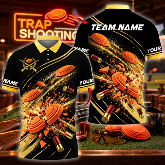 ( 6 Colors ) Maxcorners Trap Clay Shooting Shotgun Shells & Explosive Flying Clay Targets Multicolor Customized Name, Team Name 3D Shirts