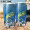 Maxcorners Fishing Tumbler Bright Blue Water Ripple Design Personalized Name Tumbler (13 Species)