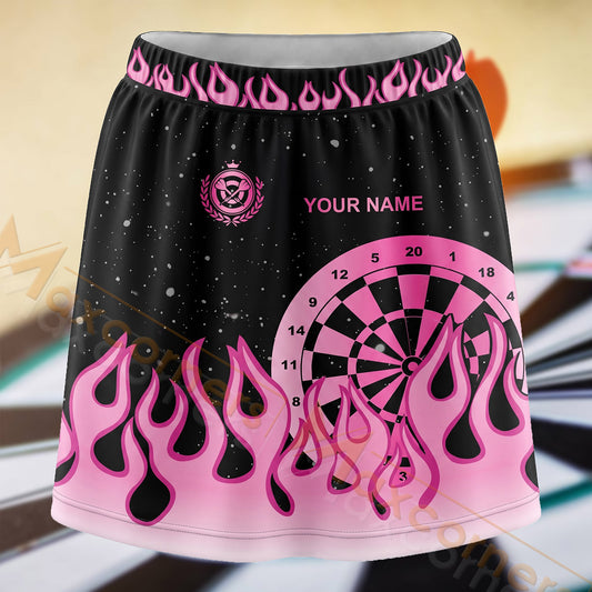 Maxcorners Darts Pink Fire Dartboard Personalized 3D Skort, Skirts With Shorts