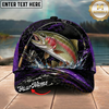 Maxcorners Fishing Purple Lightning Rod Splash Personalized 3D Cap (12 Fish Species)