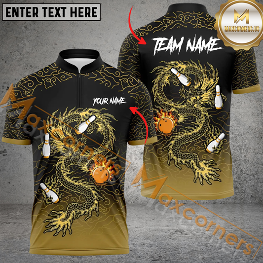 Maxcorners Dragon Bowling Jersey Multicolor Option Customized Name, Team Name 3D Polo Shirt