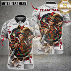 Maxcorners Dart Jack of Hearts Royal Warrior Card Personalized Name, Team Name 3D Polo Shirt