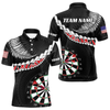 Maxcorners Personalized US Flag Tribal Dart Shirts For Men Custom Team Polo & Quarter Zip Dart Jerseys LM1605