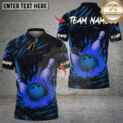 Maxcorners Bowling Flame Multicolor Customized Name, Team Name 3D Shirts 656