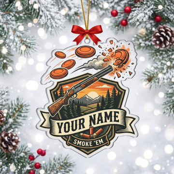 Maxcorners Clay Shooting Mountain Shotgun And Flying Clay Targets Customized Name 3D Keychain And Ornament