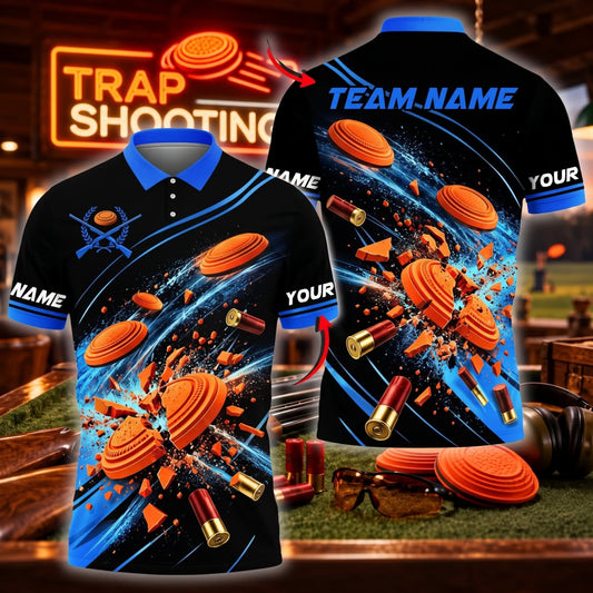 ( 6 Colors ) Maxcorners Trap Clay Shooting Shotgun Shells & Explosive Flying Clay Targets Multicolor Customized Name, Team Name 3D Shirts